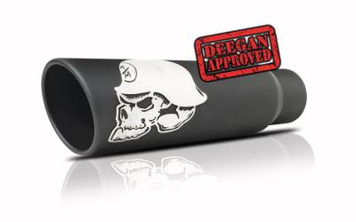Exhaust - Exhaust Tips - Gibson Performance Exhaust - Gibson Performance Exhaust Metal Mulisha Rolled Edge Angle Exhaust Tip, Black Ceramic 61-1036