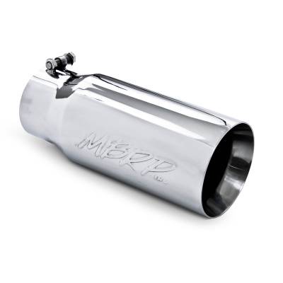 MBRP Exhaust Tip, 5" O.D.  Dual Wall Straight  4" inlet  12" length, T304 T5049.