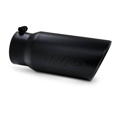 MBRP Exhaust Tip, 5" O.D. Angled Rolled End  4" inlet  12" length - Black Coated T5051BLK.