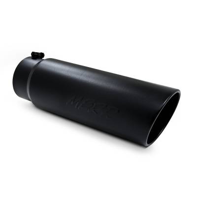 MBRP Exhaust Tip, 6" O.D., Angled Rolled End, 5" inlet 18" in length, Black Coated T5125BLK.