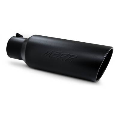 MBRP Exhaust Tip, 6" O.D., Rolled end, 4" inlet 18" in length, Black Coated T5130BLK.